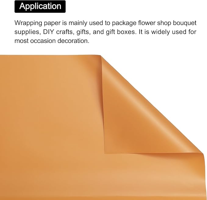 MECCANIXITY Set of 20 Flower Wrapping Paper 22.8x22.8 Inch Waterproof Florists Wrapping Paper for Florist Bouquet Supplies, DIY Crafts, Gift/Gift Box Packaging Bright Orange