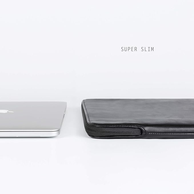 Comfyable Slim Protective Laptop Sleeve Compatible with 13/13.3/14 Inch MacBook Air & MacBook Pro, Mac Travel Case, Laptop Pouch, Slim PU Leather Cover M5/M4/M3/M2/M1 2025-2021, Black