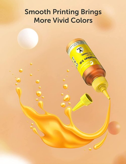 Hiipoo 500ML Sublimation Ink Refill - Upgrade for ET2400, ET-2720, ET-2760, ET-2800 & More | Perfect for Heat Press Transfers on Mugs, T-Shirts, Pillows