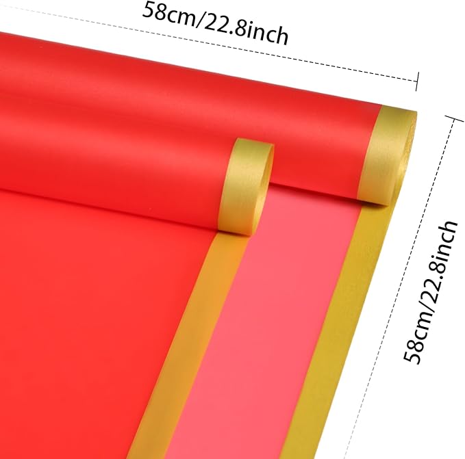 DEWJDFSC 20 Sheets Flower Wrapping Paper,Waterproof Floral Korean Bouquet Wrapping Paper, Florist Supplies, Suitable for Flowers Gift Packaging (Red-2)