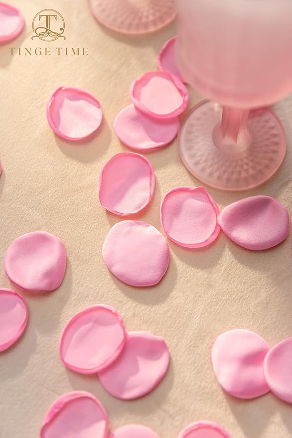 TINGE TIME 200pcs Rose Petals and Fake Roses Artificial Flowers for Wedding Decor, Bridal Shower, Party Decoration - Silk Flower Petals Bulk Pack (Pink)