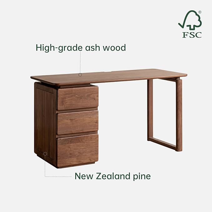 YESWOOD Home Office Desk, Gaming Desk, Mid Century Modern Computer Desk, Writing Desk with File Drawer for Study PC Desks 55.11" W