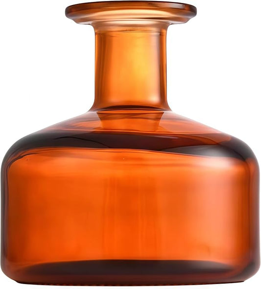 Amber Empty Glass Reed Diffuser Bottles,300ml Refillable Diffuser Bottle for Essential Oils,Aromatherapy Container for DIY Replacement Diffuser,Fragrance Decoration,Crafts Decor,Small Flower Vase