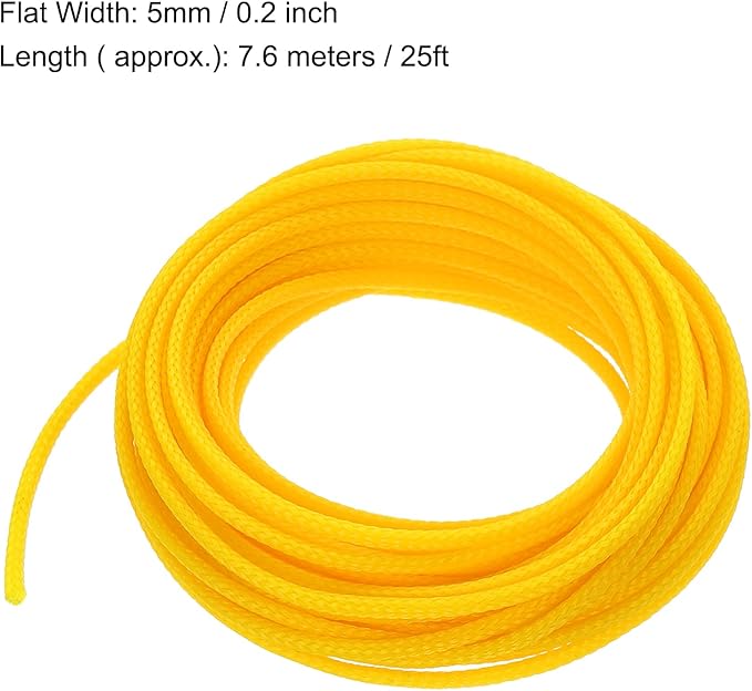 uxcell PET Expandable Sleeving 25ft 1/8" Yellow Cable Management Sleeve Cord Organizer for Wrap Protect Cable