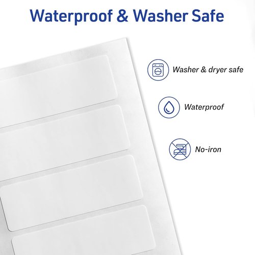 Avery No-Iron Fabric Labels - Waterproof & Washer-Safe | 1" x 3", 50 Count (40725)