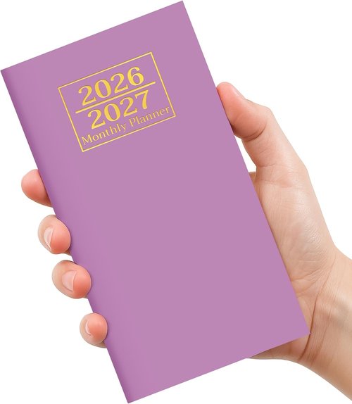 Pocket Calendar 2026-2027 by [Brand Name] - Compact Two-Year Monthly Planner in Purple for On-the-Go Scheduling
