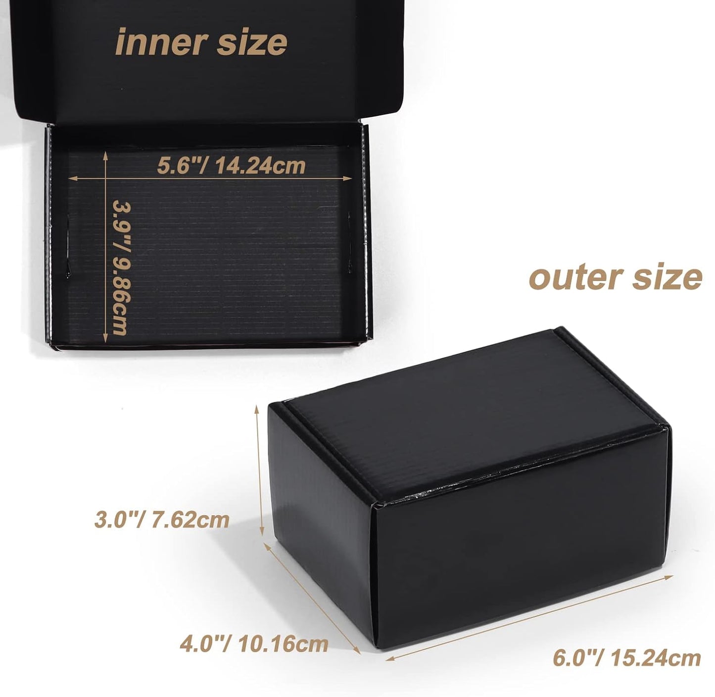 ZBEIVAN Black Small Shipping Boxes - 6x4x3 Corrugated Cardboard Mailer | 20 Pack for Gifts & Packaging