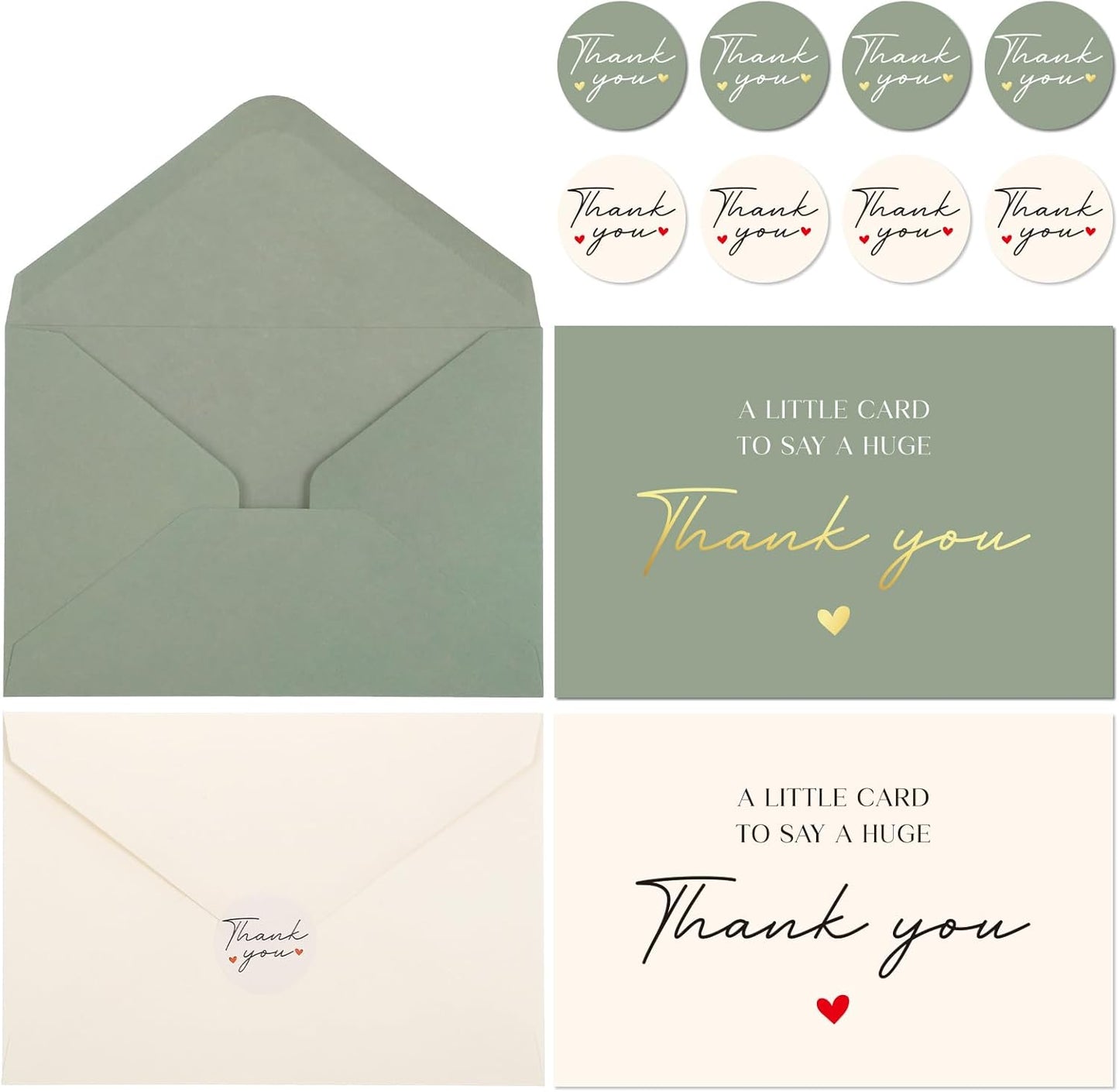 Thboxes Thank You Cards - 36 Pack 4x6 Inch Blank Note Cards with Envelopes & Stickers for All Occasions