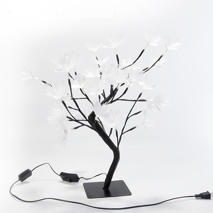 Drawelry Fiber Optic Flower Tree Lamp - 48 LED Table Night Light USB Powered Artificial Flower Bonsai Tree Lamp Bedroom Living Room Decor Valentine's Day Birthday Gift for Women Girls Mother (Pink)