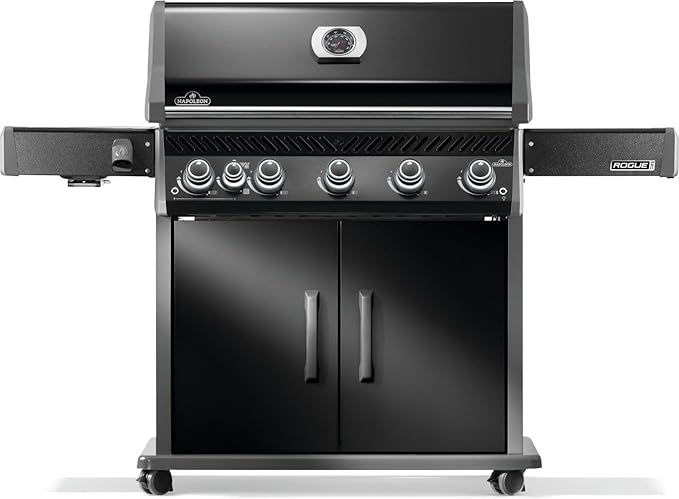 Napoleon Rogue PRO 625 Propane Gas Grill with Infrared Side Burner, Black, Durable 6-Burner Backyard Grill