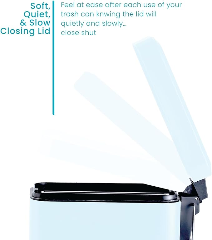 Home Zone Living 2-Pack 1.3 Gallon Small Powder Blue Bathroom Trash Can with Lid and Step Pedal, Stainless Steel Wastebasket with Slim Design for Home and Office, 5 Liters