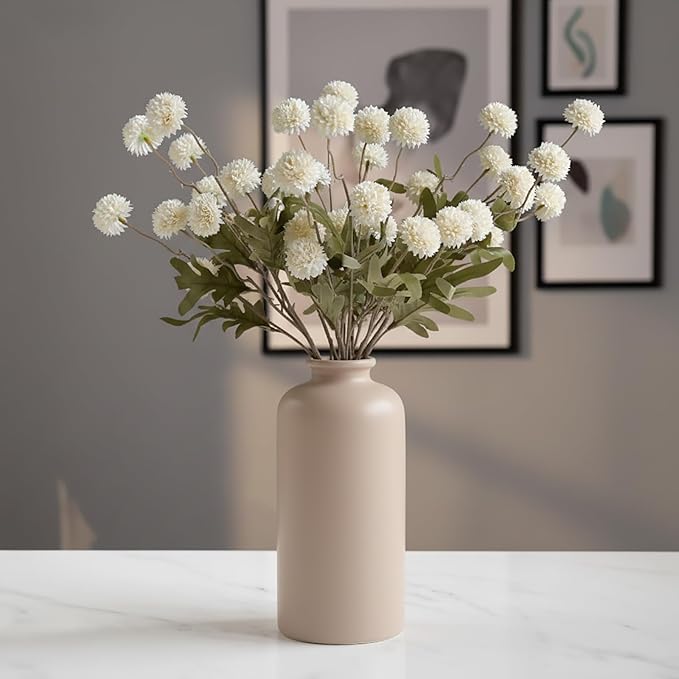 Artificial Hydrangea Flowers Fake Hydrangeas Faux Flowers Bouquet Artificial Plants for Wedding Home Office Decor Excluding vases-（Milk White 10 PCS）