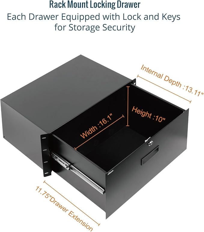 Tecmojo 6U Rack Drawer,Rack Mount Drawer for 19in Network Equipment/Server/AV Rack or Cabinet Enclosure,Sliding and Lockable Server Rack Drawer - Load-Bearing 44lb (20kg),with Cable Management Holes