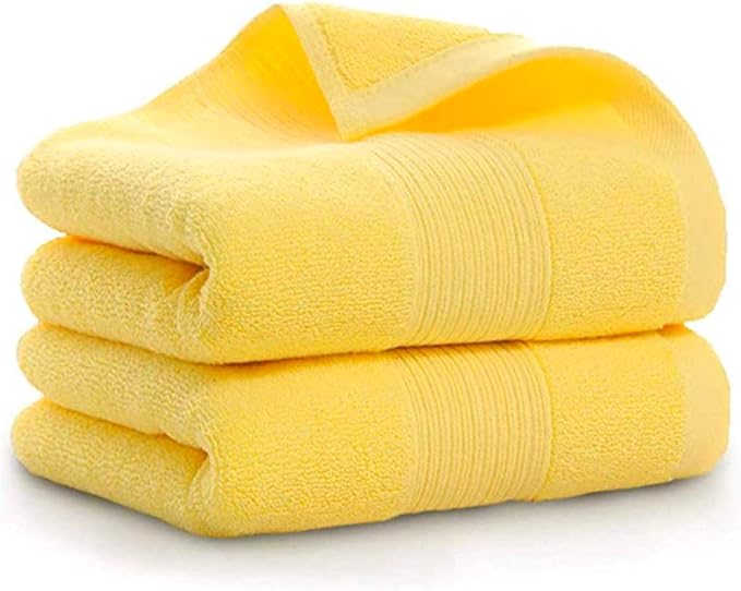 RUIBOLU Hand Towels for Bathroom - Cotton Ultra Soft Highly Absorbent Hand Towel 2 Set, Size 13x 29 Home Bathroom Hand Towels for Bath, Hand, Face, Gym Towel (Yellow)