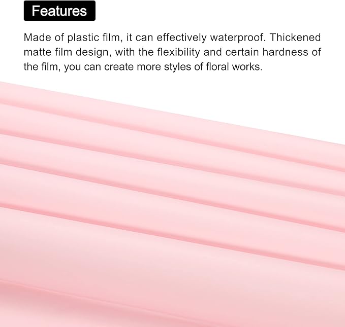 MECCANIXITY 20 Pcs Double Sided Color Flower Wrapping Paper Pink 22.8"x22.8" Waterproof for Florist Bouquet Supplies, DIY Crafts, Gift Box Packaging