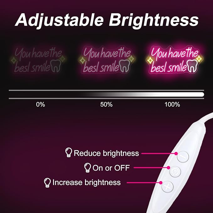 You have the best smile Neon sign, Wall Decor Dimmable Smile Neon Light Business Logo Sign, Dental clinic sign dental neon light, tooth dental care sign, Tooth & Brush Wall Art, Bathroom Wall Decor