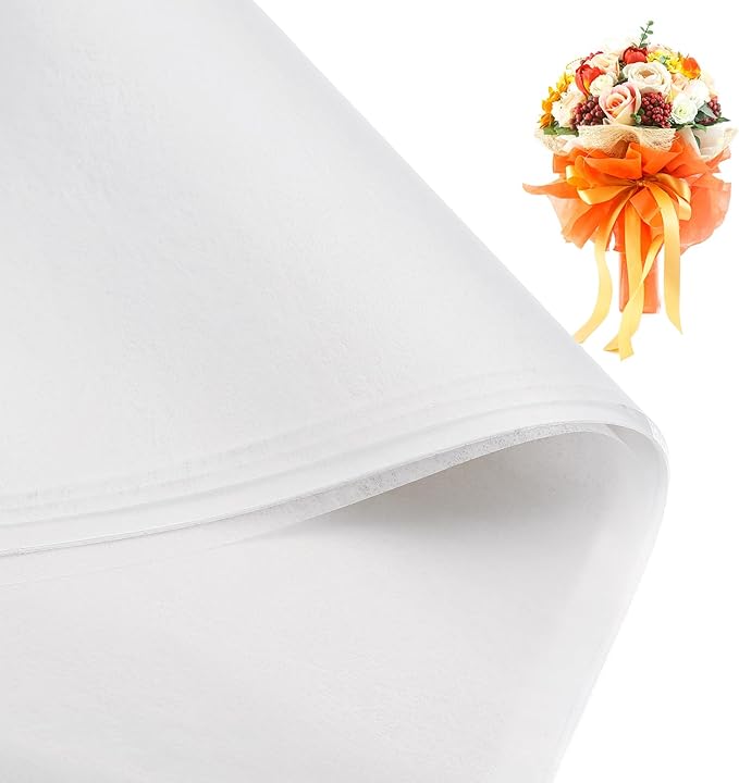 PATIKIL Flower Wrapping Paper 29.5 Ft x 22.8 Inch, Cotton Wrapping Flower Paper Tissue Paper for Flower Bouquet Gift Wrapping Valentine's Day Graduation Gift Floral Wrap, White