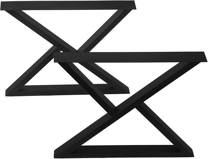 MBQQ 2 Pcs Rustic Triangle Shape Table Legs, Heavy Duty Metal, Dining & Desk, Industrial Modern, DIY Cast Iron Bench Legs (H28'xW35')