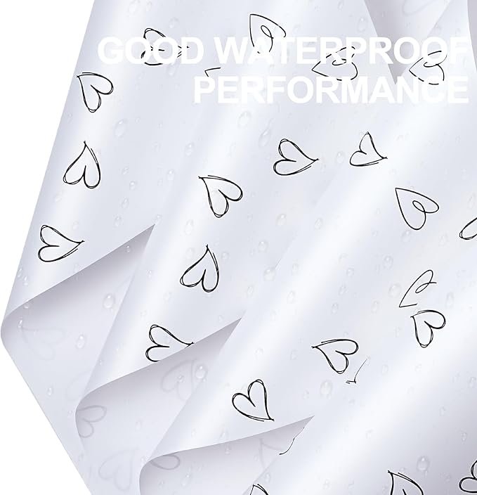 WRAPAHOLIC 20 Sheets Flower Wrapping Paper - 22.8 x 22.8 inch White and Black Love Design Water-Resistant Floral Bouquet Wrapping Paper, Florist Supplies Packaging for Wedding Birthday Gift DIY