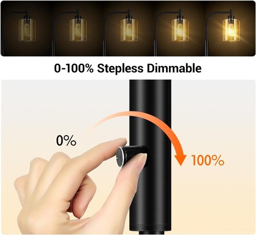 BoostArea Dimmable Floor Lamp - Modern Standing Lamp with Glass Shade & 6W LED Bulb | Ideal for Living Room & Bedroom