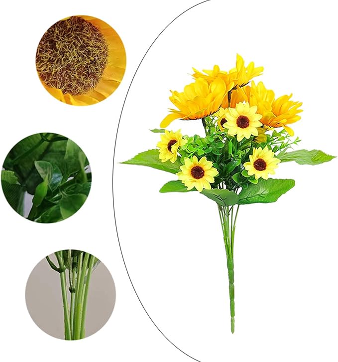 Artificial Silk Flowers Realistic Sunflowers Bouquet Long Stem for Home Wedding Party Decorations Fake Flower Sunflowers Flowers