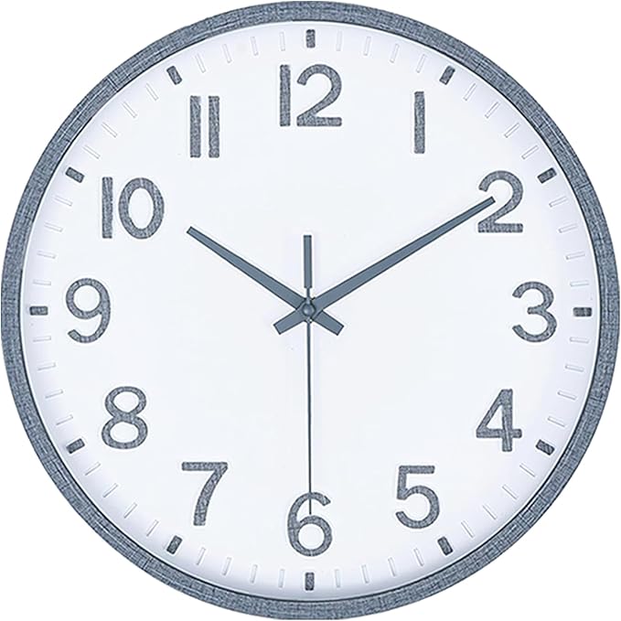Wall Clocks Battery Operated 8 inch Modern Wall Clock,Silent Non Ticking Wall Clock for Living Room Bedroom Kitchen Office Classroom Decor (Texture Gray White)