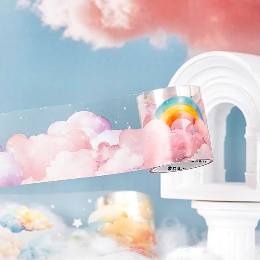 AuriicLeaf Dreamy Cloudscape PET Tape Set, 6 Rolls of Sky-Themed Stickers for Scrapbooking, Junk Journaling, DIY Crafts, and Art Supplies
