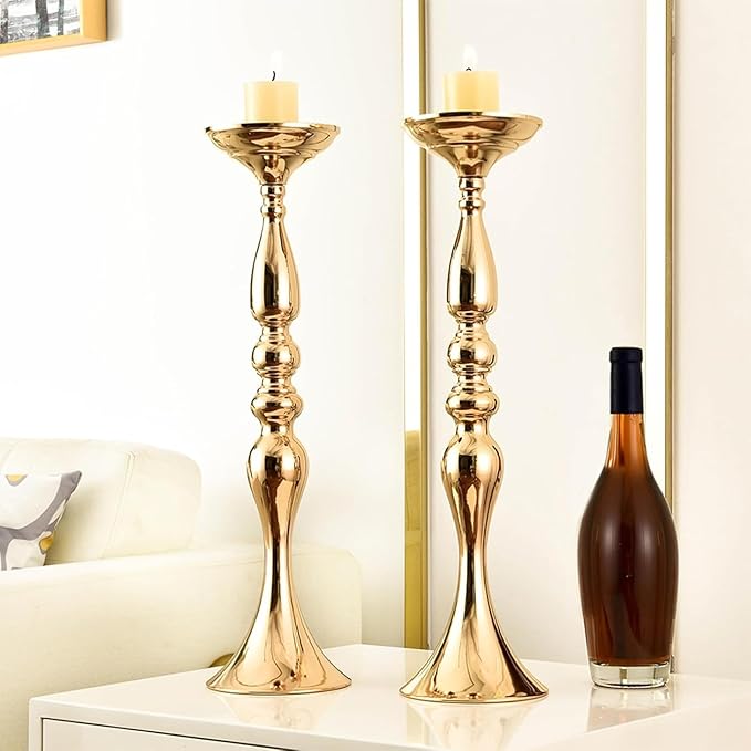 24 Pcs Metal Flower Arrangements Stand 20 Inch Tall Wedding Flower Vase Centerpieces Table Decoration Flower Stand for Party Wedding Reception Flower Arrangement Candle Holder (Gold)