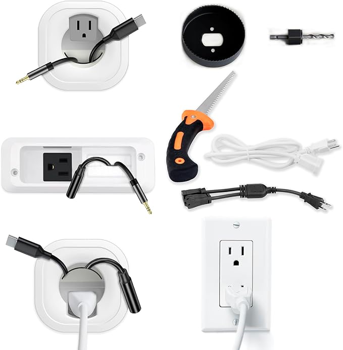 in Wall Cable Management Kit for TV & Soundbar - Cord Hiding for Wall, Hide TV Wires When Mounting, Includes Power & Low Voltage Cable Management, Includes Hole Saw Drill Attachment for Install