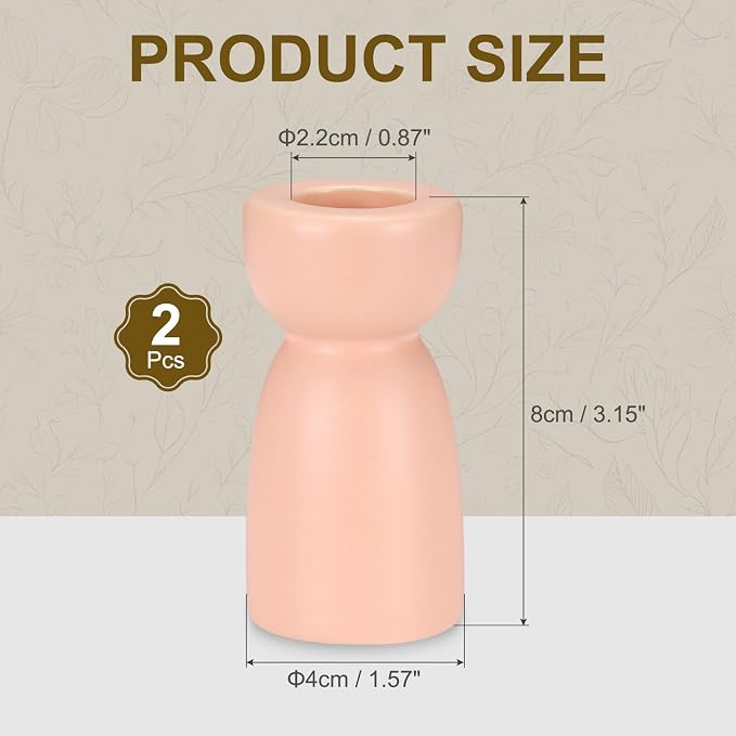 uxcell 2 Pack Candlestick Holder Light Pink Ceramic Taper Candle Holder Candle Stand Holders Modern Style Decoration for Centerpiece Tabletops Anniversary