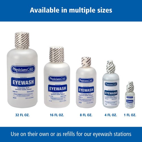 PhysiciansCare Eyewash Station - Wall-Mountable with 32 oz Eye Wash Solution - White