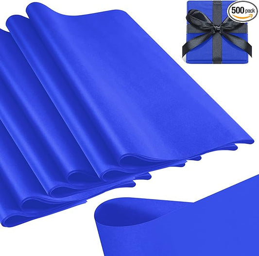 Qilery 500 Sheets Royal Blue Tissue Paper Bulk for Gift Bags 15 x 20 Inch Acid Free Packaging Wrapping Paper Sheets for Winter Hanukkah Christmas Decor DIY Crafts, Birthday Party, Shipping Packing
