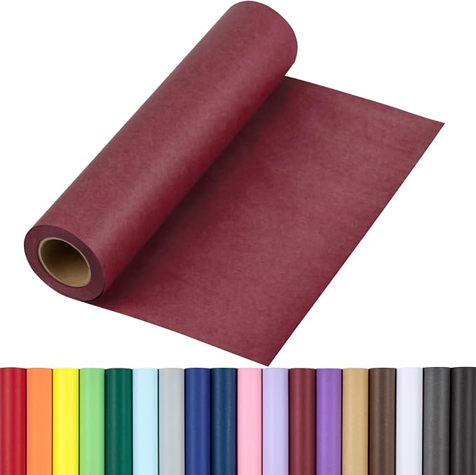 RUSPEPA Wine Red Kraft Wrapping Paper Roll, 17.5"x 393"(32.8'), Recyclable Wine Red Gift Wrap Paper for Christmas Gift Wrapping, Table Covering, DIY Crafting, Mother's Day Bouquet Flower, 80GSM