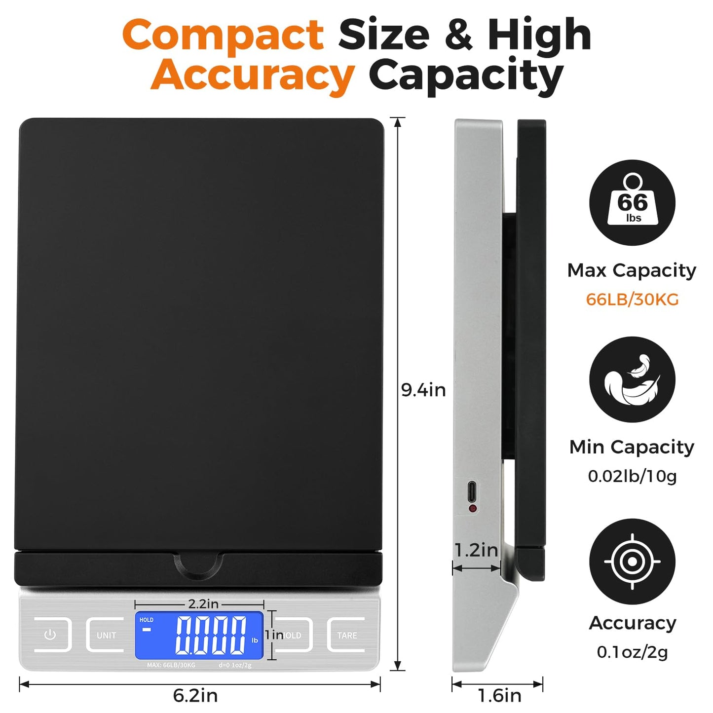 TIPRE Digital Shipping Postal Scale - 440lb Capacity | Accurate 0.5oz Commercial Weight Scale for Home & Business