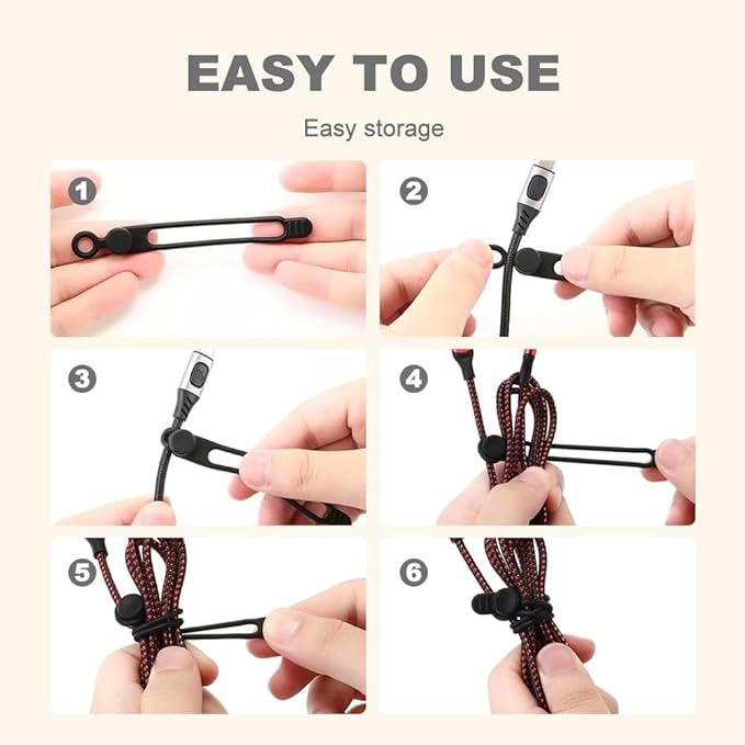 20pcs Data Cable Organizer, 2025 New Silicone Cable Ties Cable Management Organizer, 106mm Reusable Cord Organizers, Colorful Wire Organizers for Cords (20)