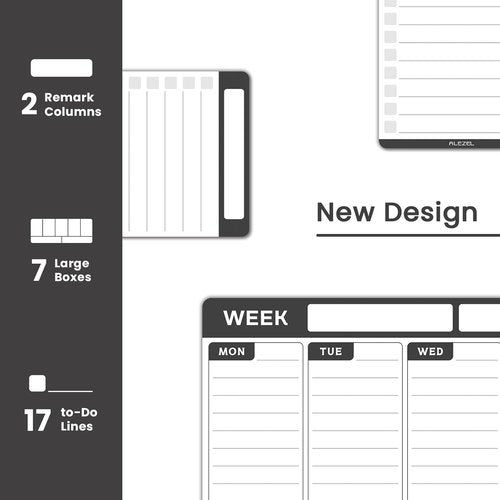 ALEZEL Magnetic Weekly Dry Erase Board - Refrigerator Calendar Planner with 4 Markers & Eraser