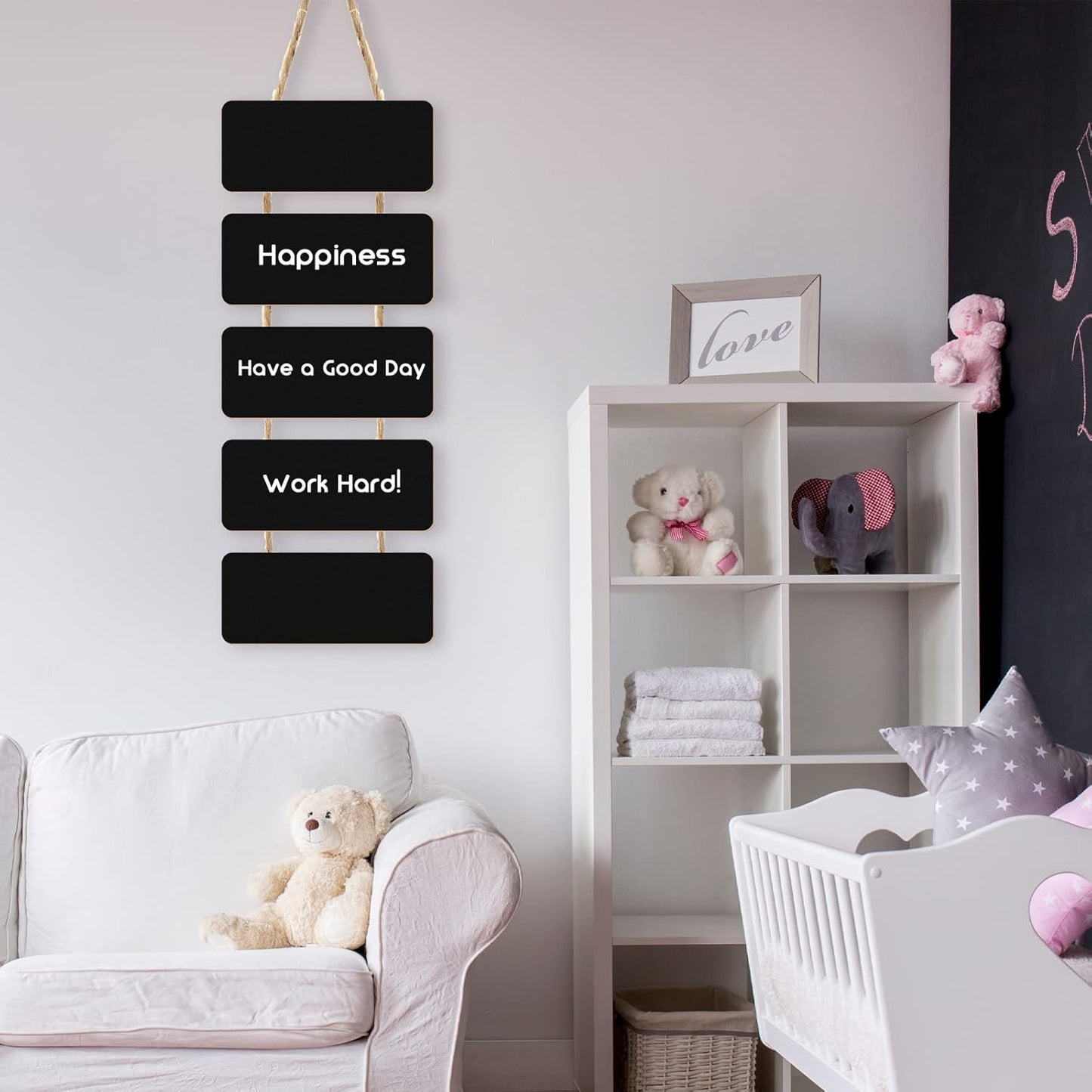 Skiennix Double-Sided Hanging Chalkboard Sign - Rustic Wooden Erasable Message Board | Perfect for Weddings, Bars, and Kitchens