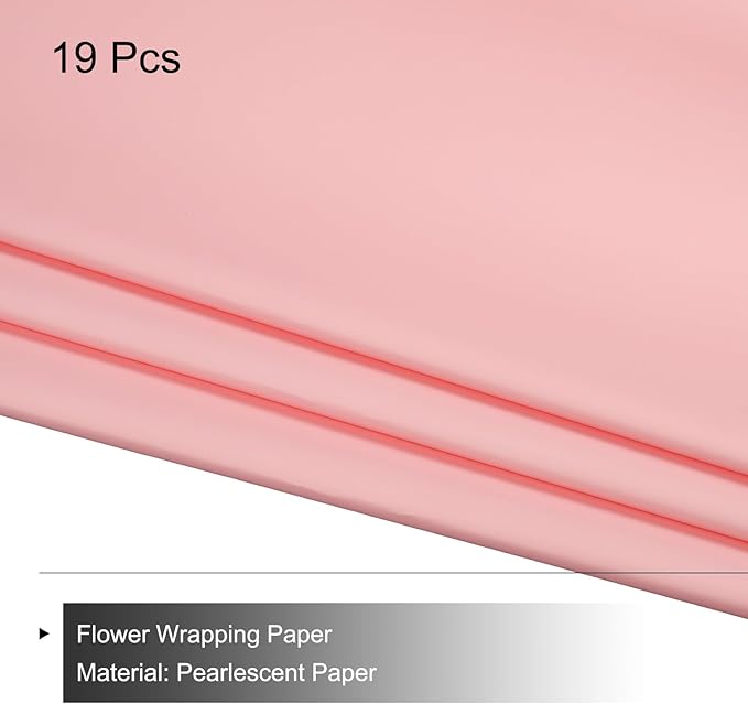MECCANIXITY Set of 20 Flower Wrapping Paper 22.8x22.8 Inch Waterproof Florists Wrapping Paper for Florist Bouquet Supplies, DIY Crafts, Gift/Gift Box Packaging Cherry Pink