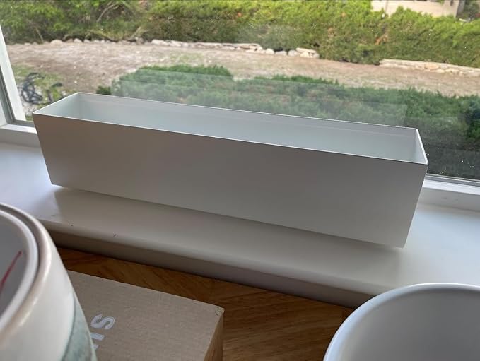 Modern 16" White Steel Trough Planter - Suitable for Indoor Use