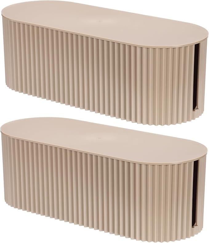 YOKIVE 2 Pcs Cable Management Box, Cord Hider Organizer Decorative Strip Storage Box Desk Accessories for TV Cords Home, Office, Light Brown