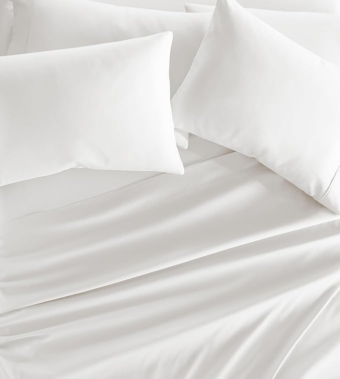Linen Market Brushed Microfiber King Sheet Set 4 Piece – Oeko-TEX Certified Ultra Soft & Wrinkle-Free - 16" Deep Pocket Sheets - Easy Care King Size - White