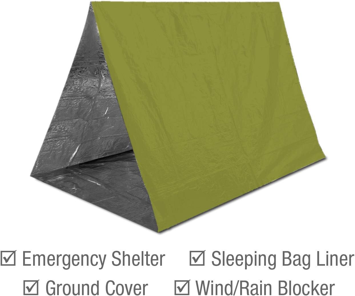 Swiss Safe Mylar Emergency Blankets - Compact & Insulated for Cold Weather | 4-Pack in Army Green