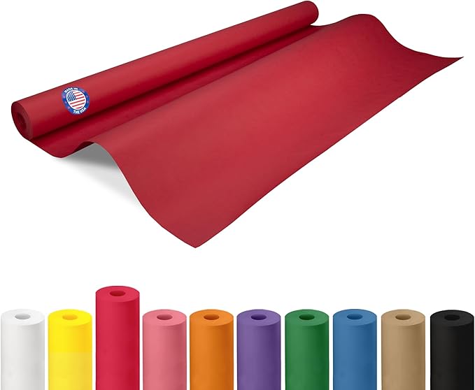 36" x 1200" (100 feet) Christmas Red Kraft Paper Roll - USA-Made Quality Craft Paper for Gift Wrapping, Kids' Arts & Crafts, School Projects - Natural Material 50lb Thickness by IDL Packaging