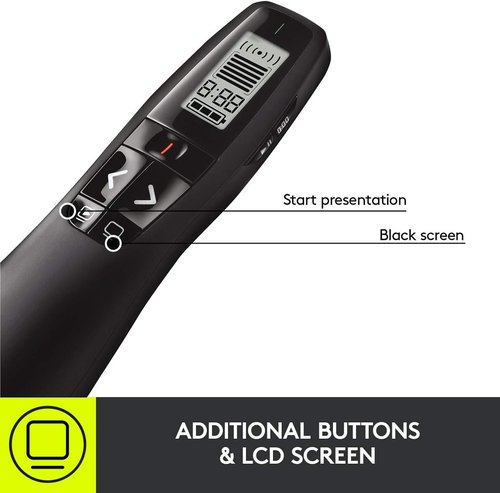 Logitech Wireless Presenter R800 - Green Laser Pointer Clicker for Effortless Presentations