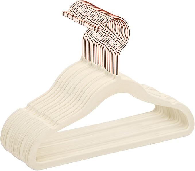 MIZGI Baby Velvet Hangers,Non-Slip Kids & Toddler Hangers,11.8 Inch Hangers for Baby Clothes,Pack of 50(Ivory)