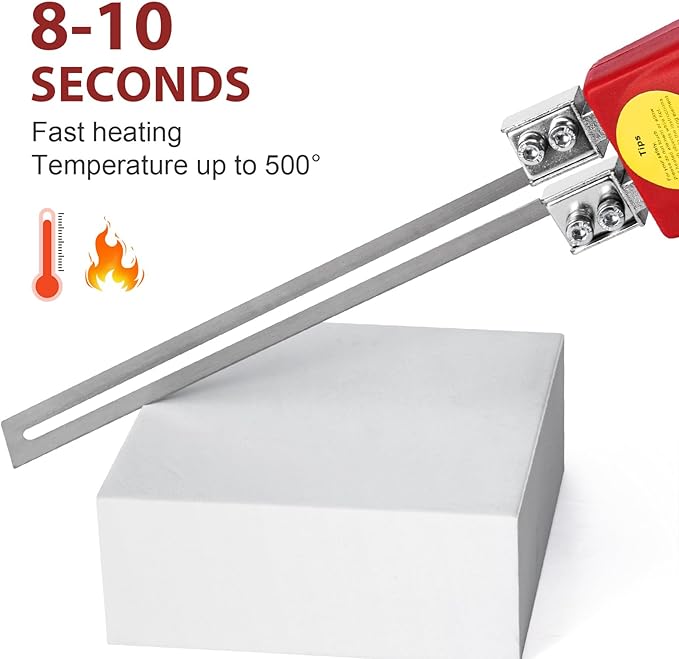Toemics Electric Hot Knife Foam Cutter – 200W Styrofoam Cutting Tool, 4 Adjustable 50-500°C Blades for Polystyrene, Sponge, Crafts, and Insulation (Red)