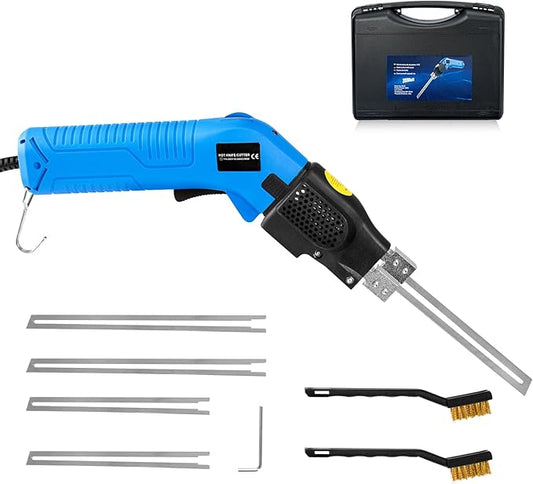 Toemics Electric Hot Knife Foam Cutter – 200W Styrofoam Cutting Tool, 4 Adjustable 50-500°C Blades for Polystyrene, Sponge, Crafts, and Insulation (Blue)