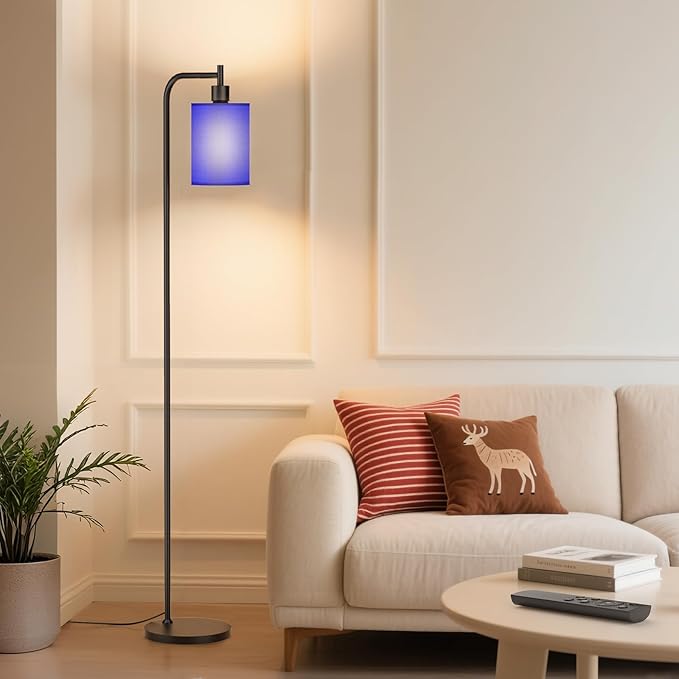 SIBRILLE Floor Lamp with Linen Shade, Dimmable Tall Standing Lamp with Remote Control & 3 Color Temperatures, Modern Floor Lamps for Living Room Bedroom Office Corner, 9W LED Bulb Included