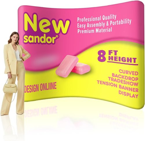 Custom Curved Tension Fabric Display Backdrop - 10x8 FT Portable Trade Show Banner for Events