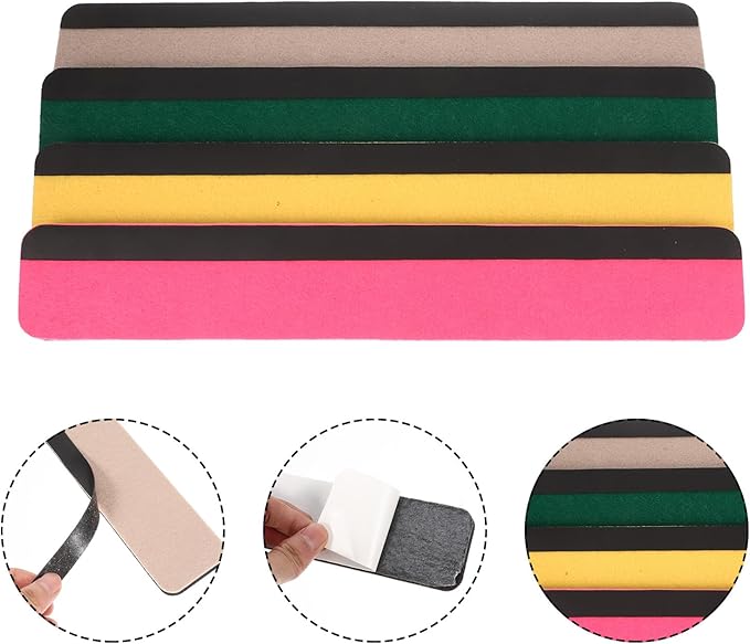 Magnetic Felt Bulletin Board Strip Set 4 Colors Yellow Pink Green Gray Pin Memo Wall Board for Office Classroom Home Organization
